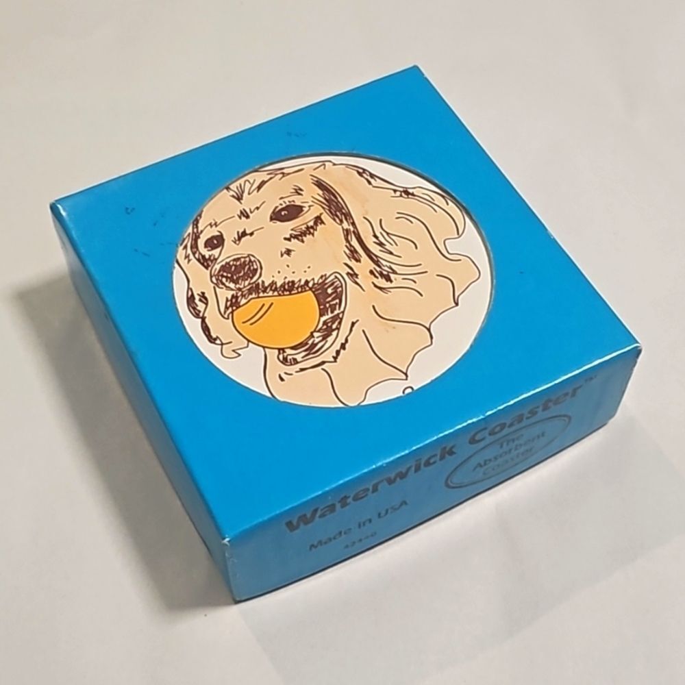Vintage MCM Golden Retriever Dog Ball USA Coaster Set NEW